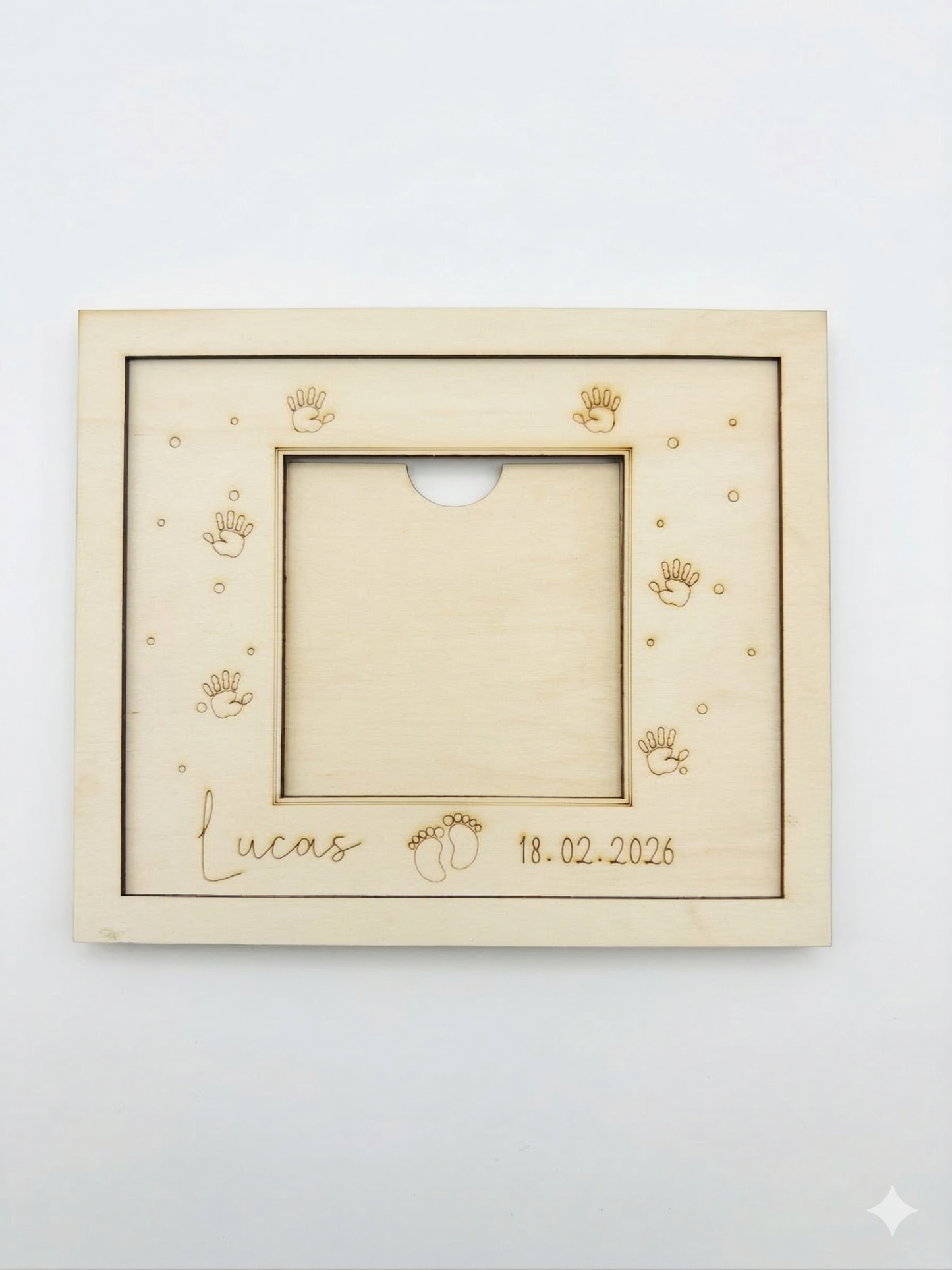 Gepersonaliseerd houten fotolijstje voor baby - baby voet design