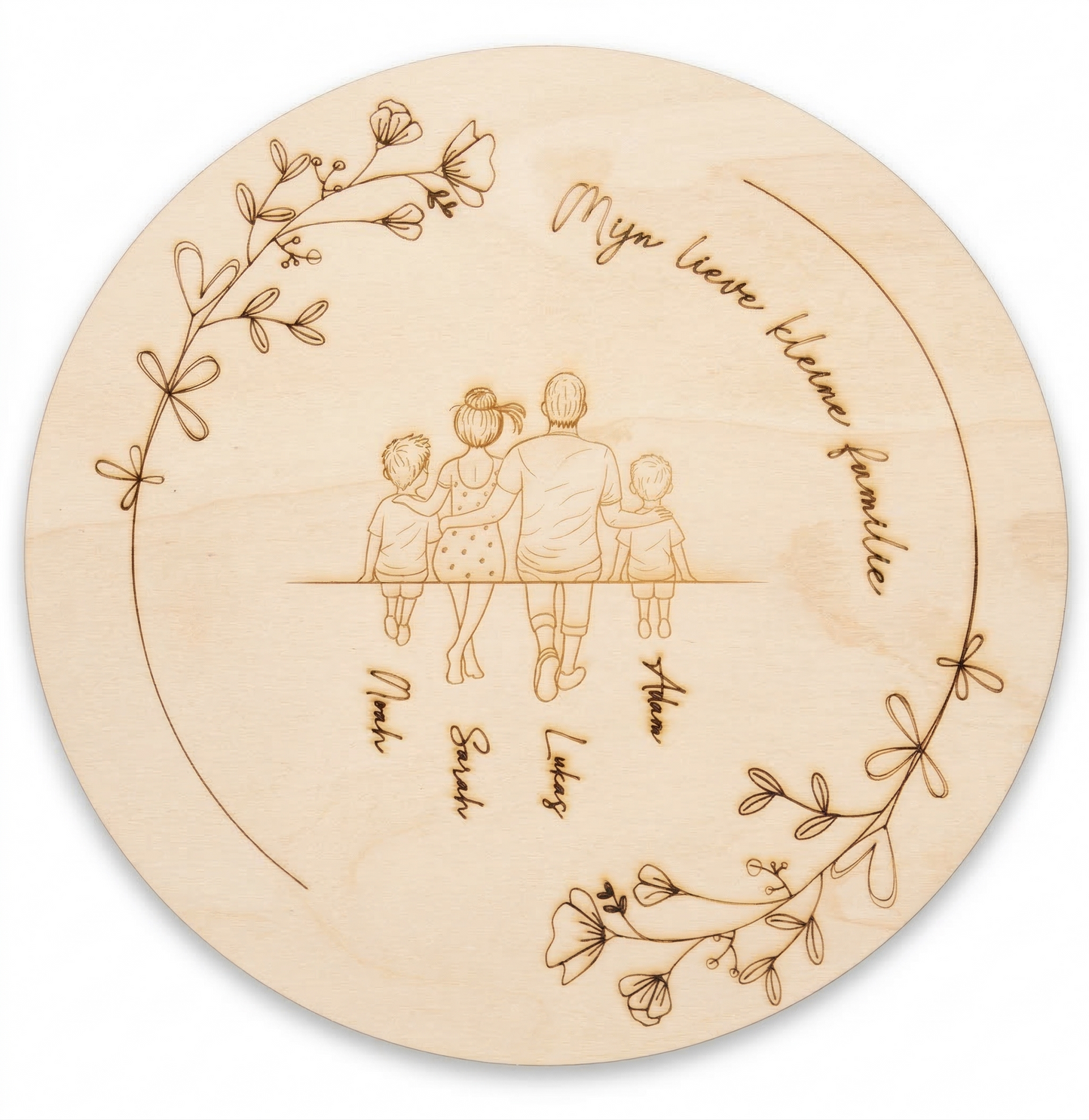 Gepersonaliseerde houten wanddecoratie met namen gegraveerd - 2 jongen