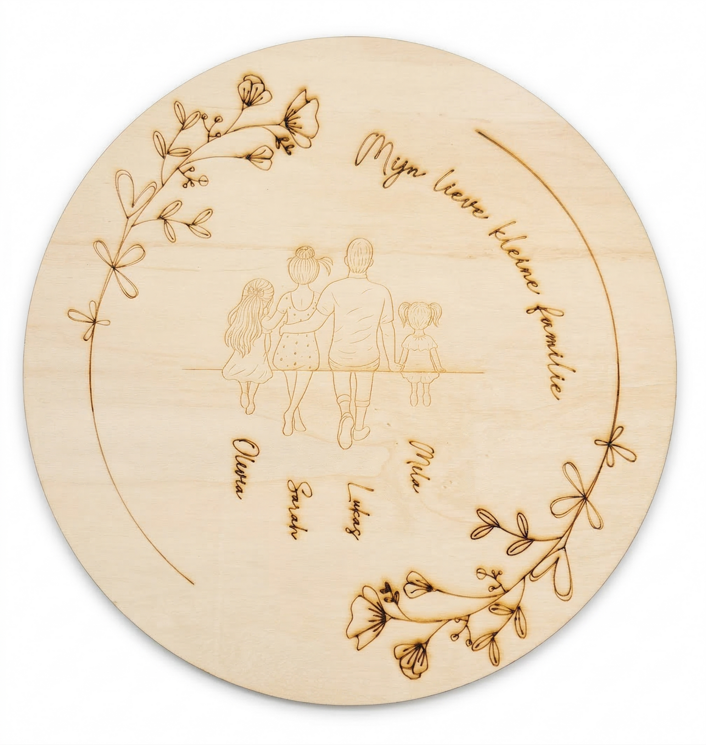 Gepersonaliseerde houten wanddecoratie met namen gegraveerd - 2 meisje