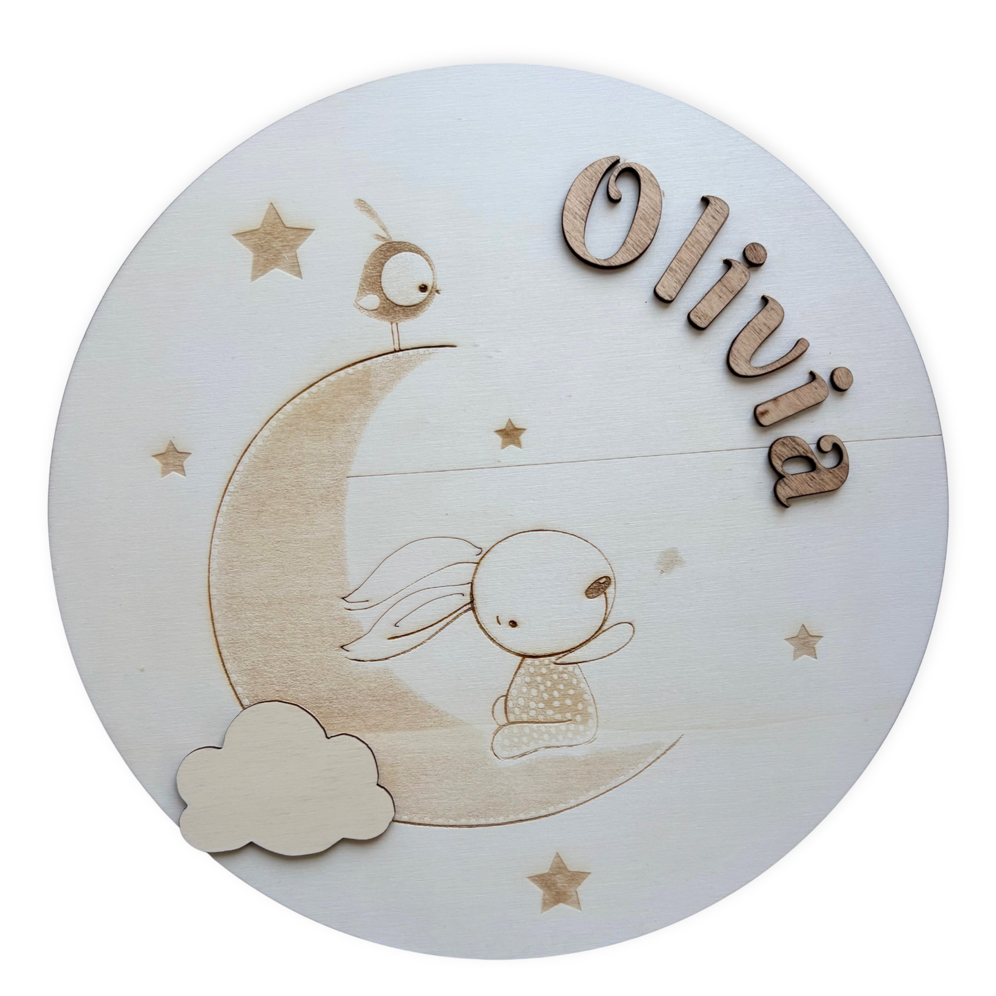 Gepersonaliseerd houten naam bord – Konijn – Scandinavische babykamer decoratie