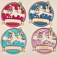 Geboortebord rond klein ooievaar