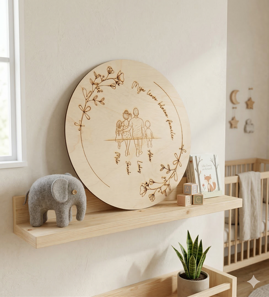 Gepersonaliseerde houten wanddecoratie met namen gegraveerd - 1 jongen en 1 meisje