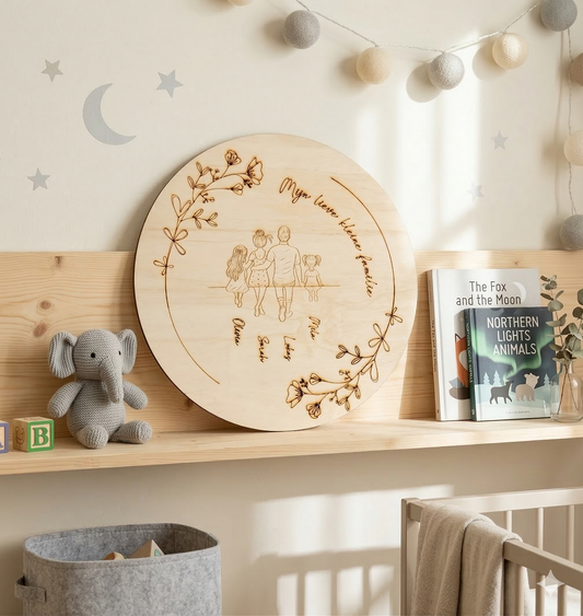 Gepersonaliseerde houten wanddecoratie met namen gegraveerd - 2 meisje