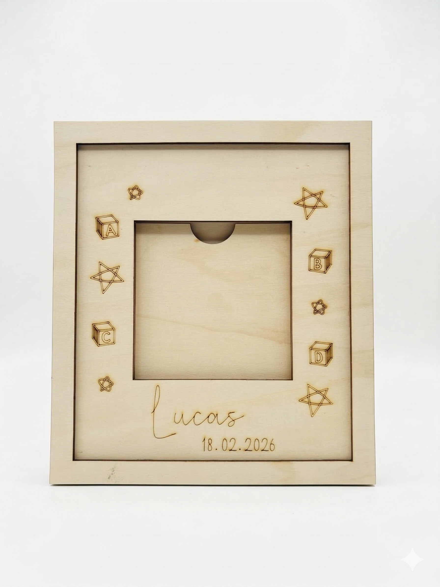 Gepersonaliseerd houten fotolijstje voor baby - speel design