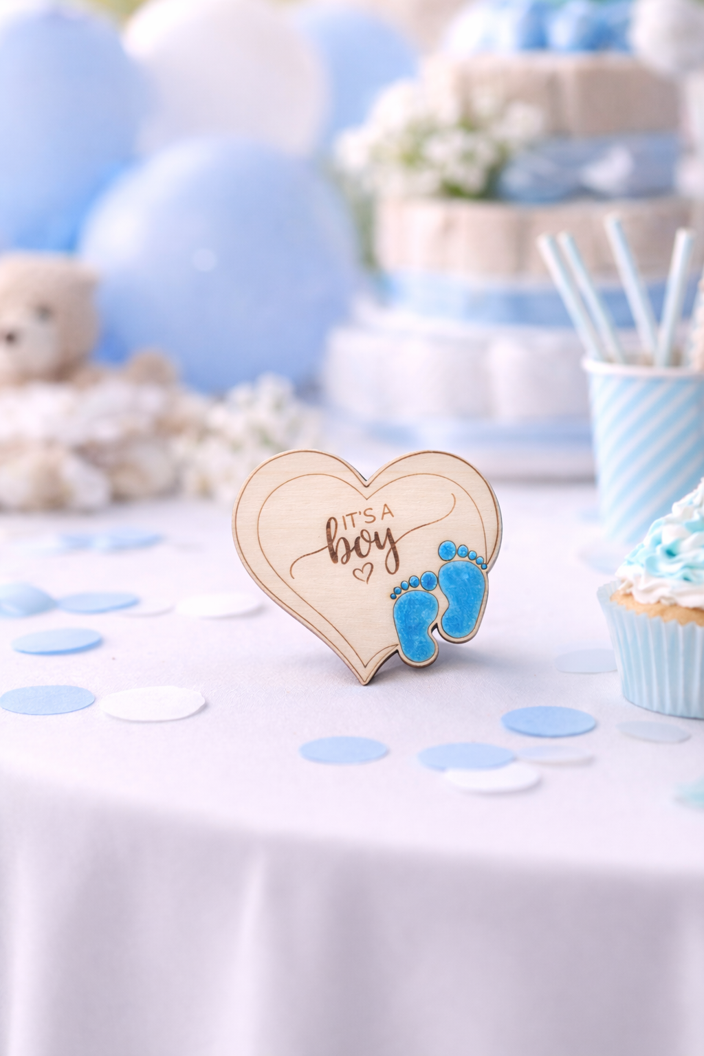 Houten Babyshower Decoratie "It's a Boy / It's a Girl" – Geboorte Decoratie 10 cm
