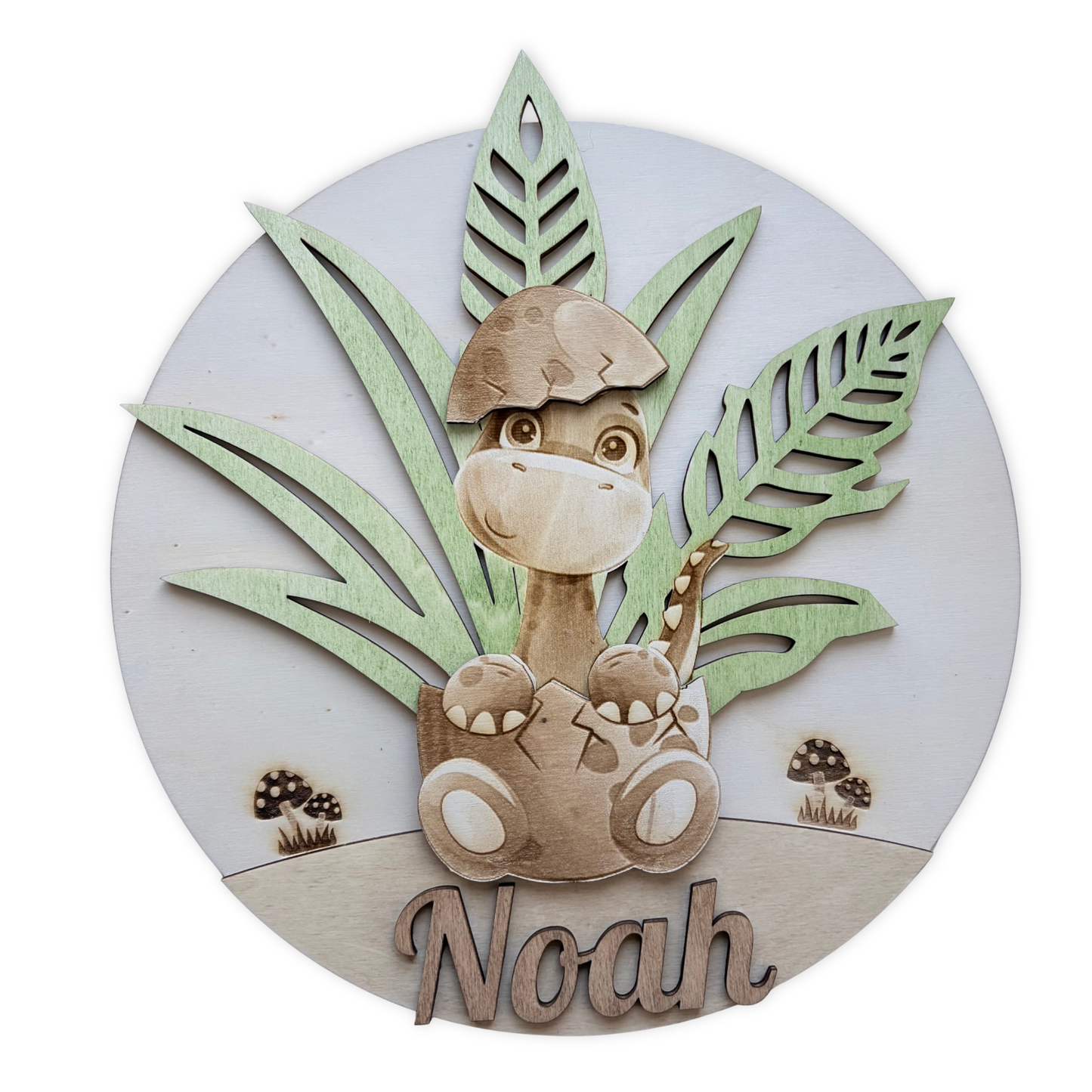 Gepersonaliseerd houten naam bord – Dino – Scandinavische babykamer decoratie