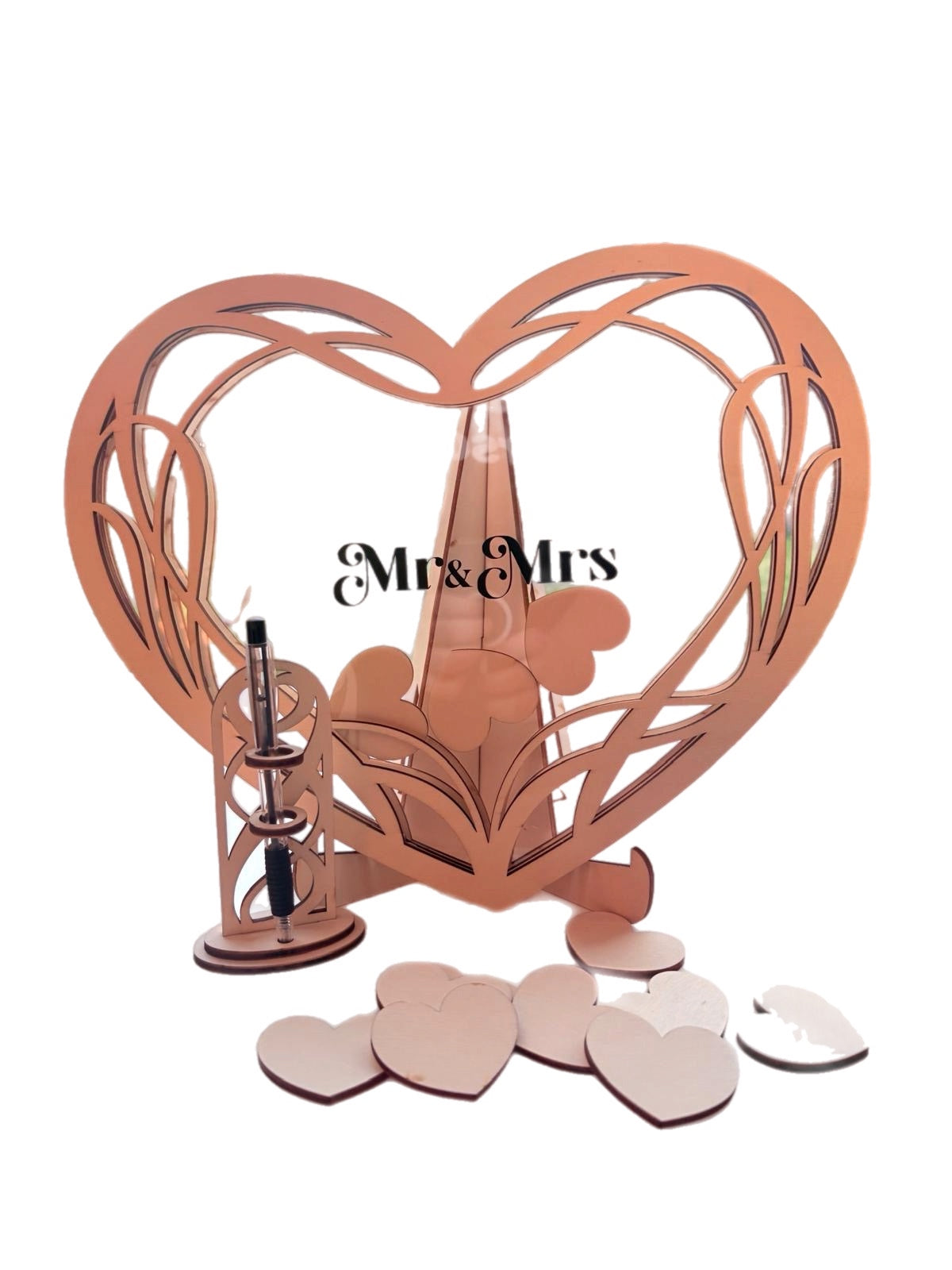 Houten Bruiloft Gastenboek Hart Frame – Creatief Alternatief Gastenboek