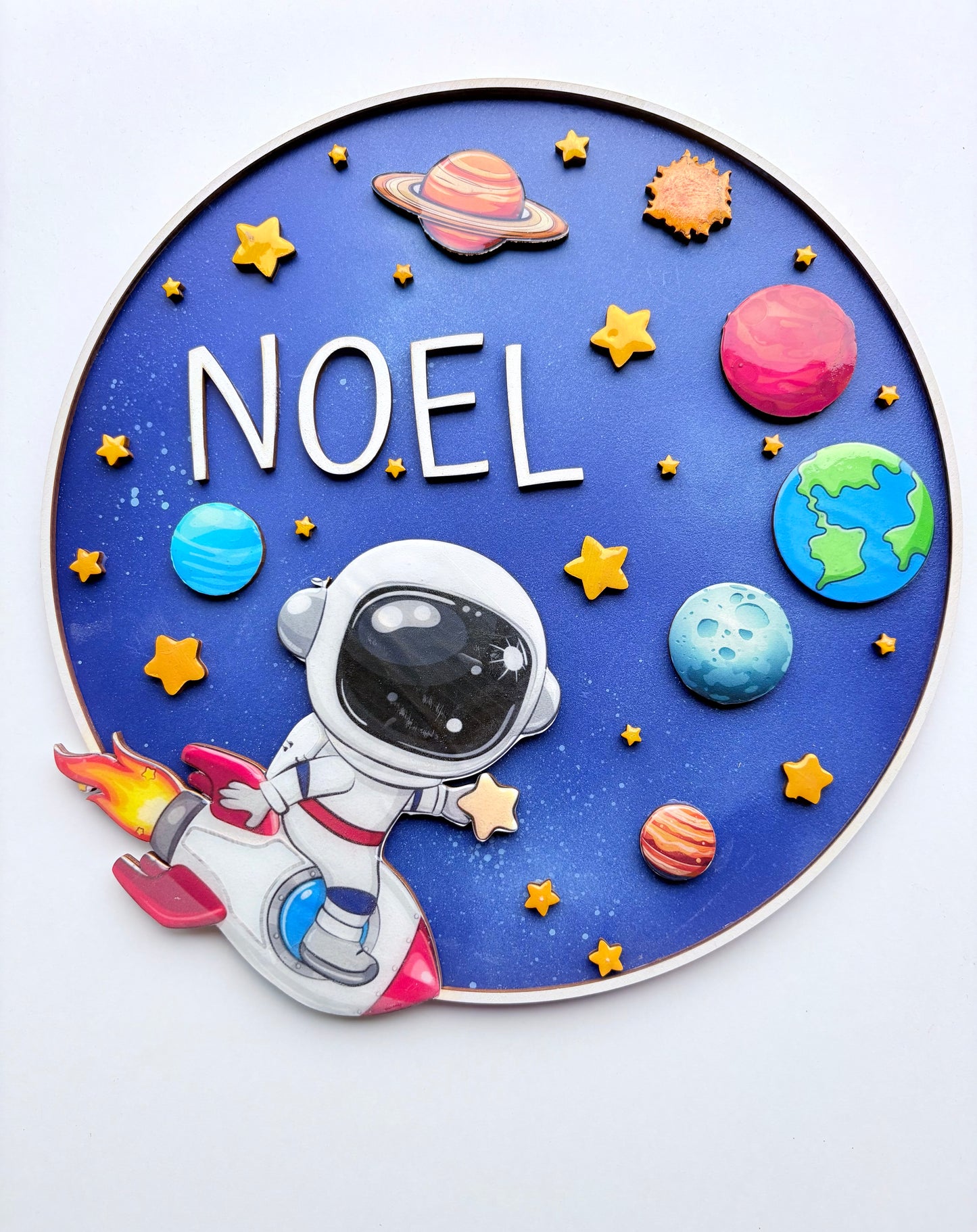 Gepersonaliseerd Astronaut Naambord – Kinderkamer Ruimte Decoratie