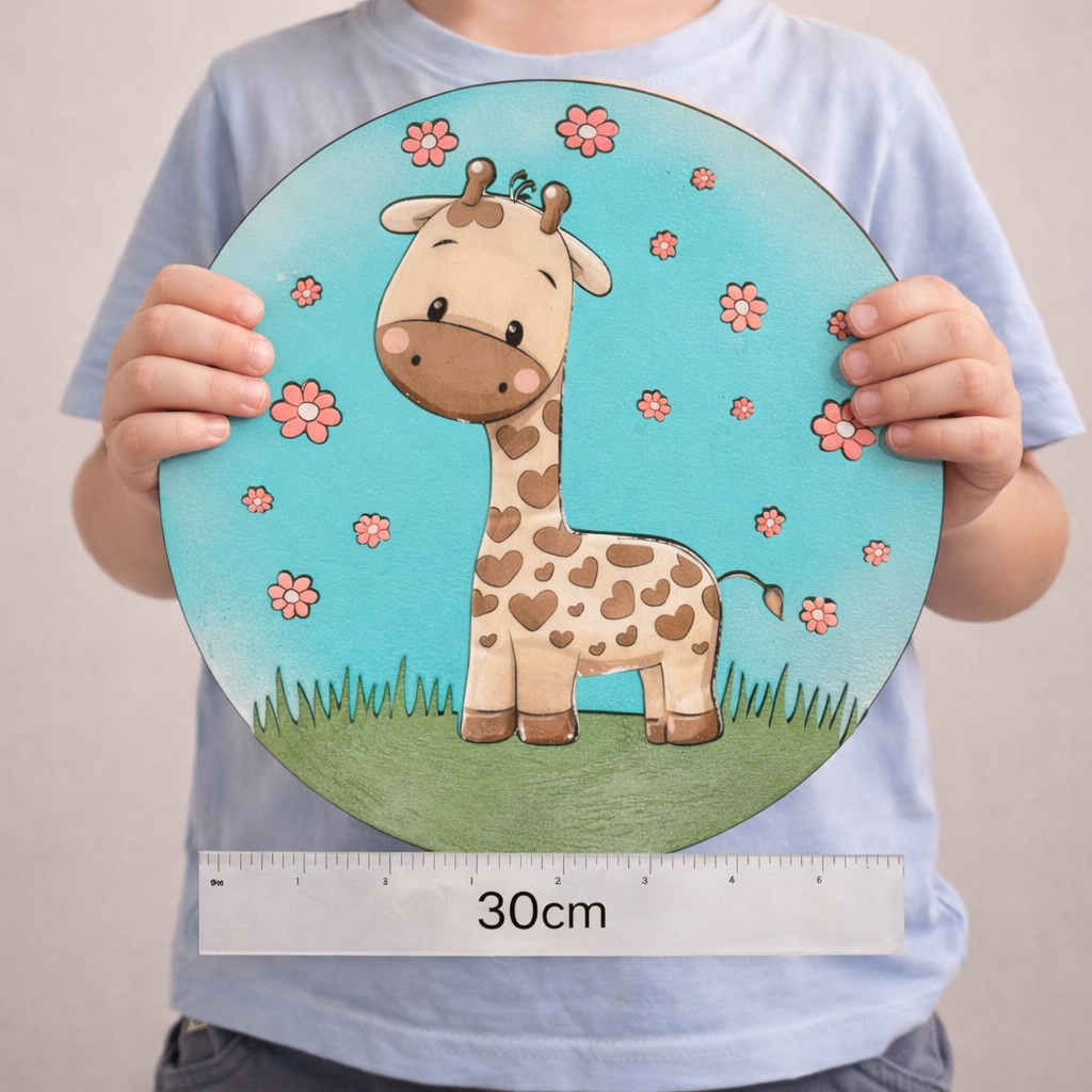 Naambord rond giraffe met letters