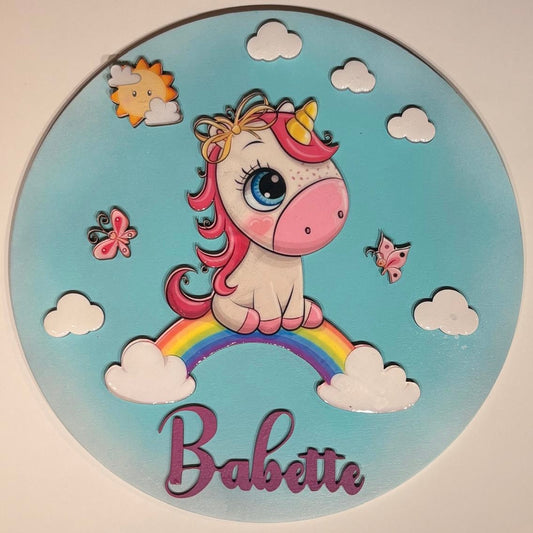 Naambord rond unicorn