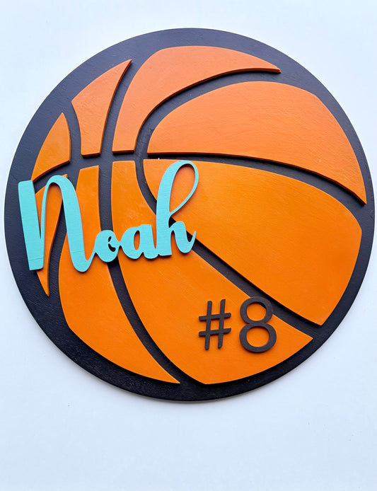 Gepersonaliseerd Basketbal Naambord – Kinderkamer Wanddecoratie met Naam en Nummer