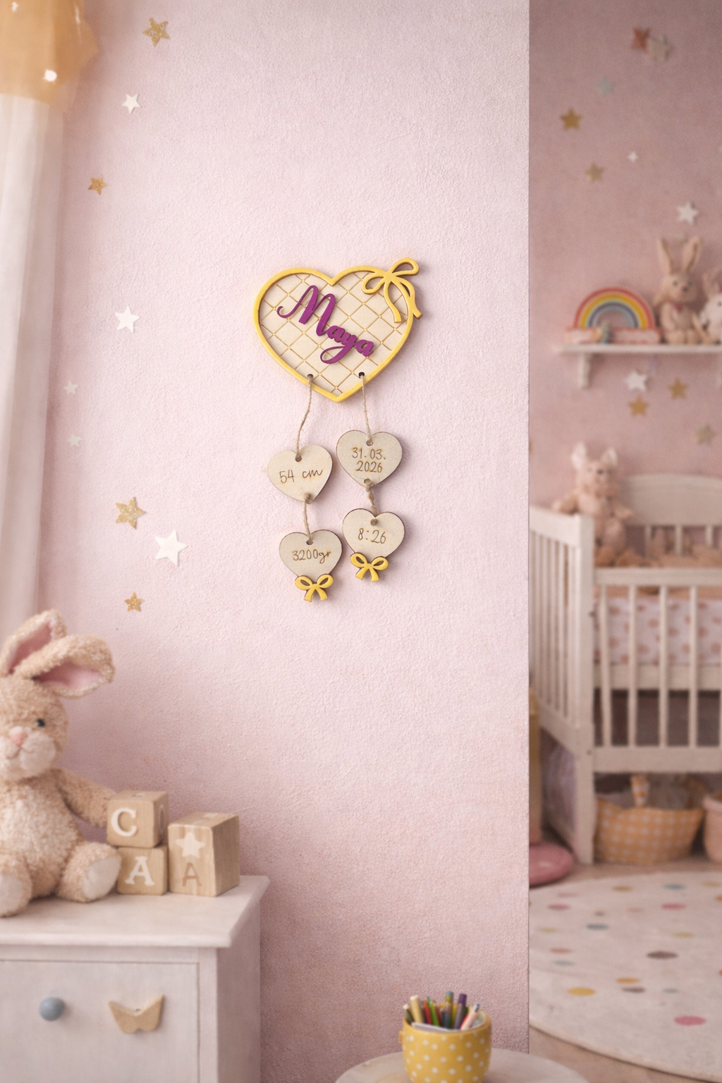 geboorte naam decoratie hout