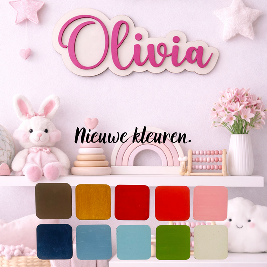 Gepersonaliseerd Houten Naambord Kinderkamer – 3D Naam Bord Babykamer - roze