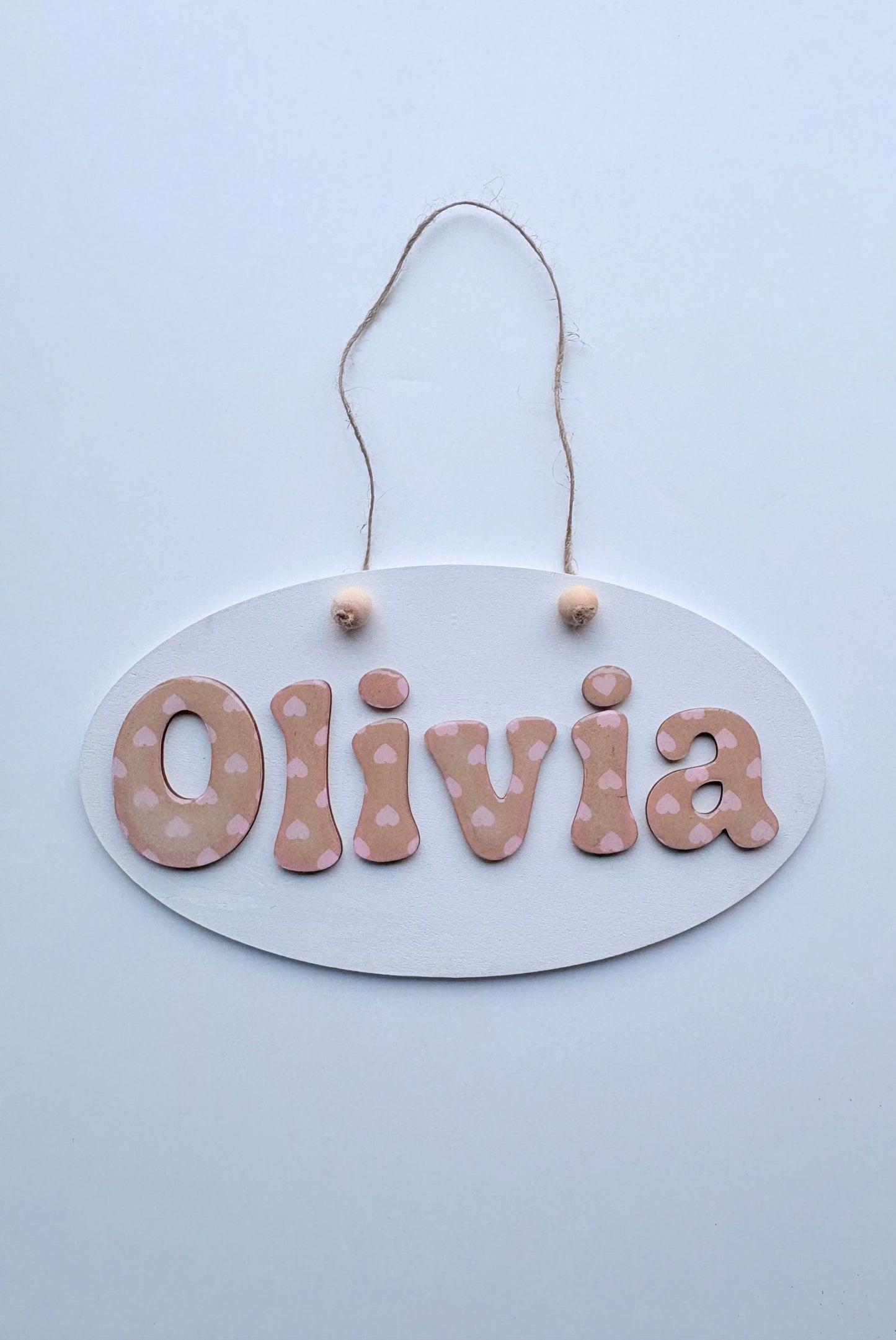 Gepersonaliseerd Houten Naamplaatje Deur – Kinderkamer Naam Bord - Beige