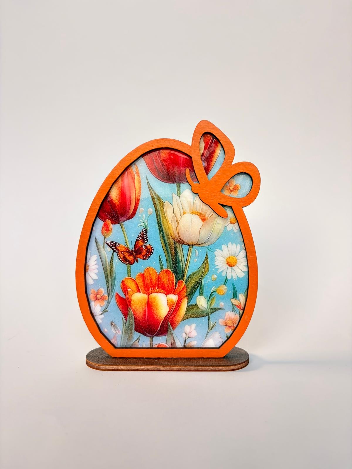 paasdecoratie houten paasei met bloemen epoxy