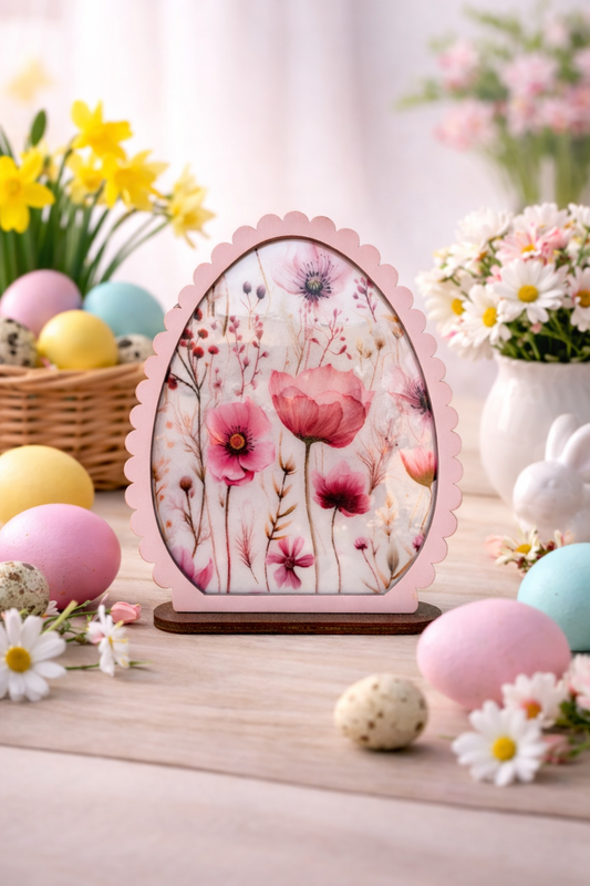 paasdecoratie houten ei met bloemen