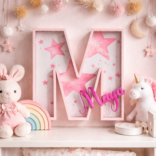 Gepersonaliseerde Houten 3D Letter Naam – Kinderkamer Decoratie 18 cm - Princes