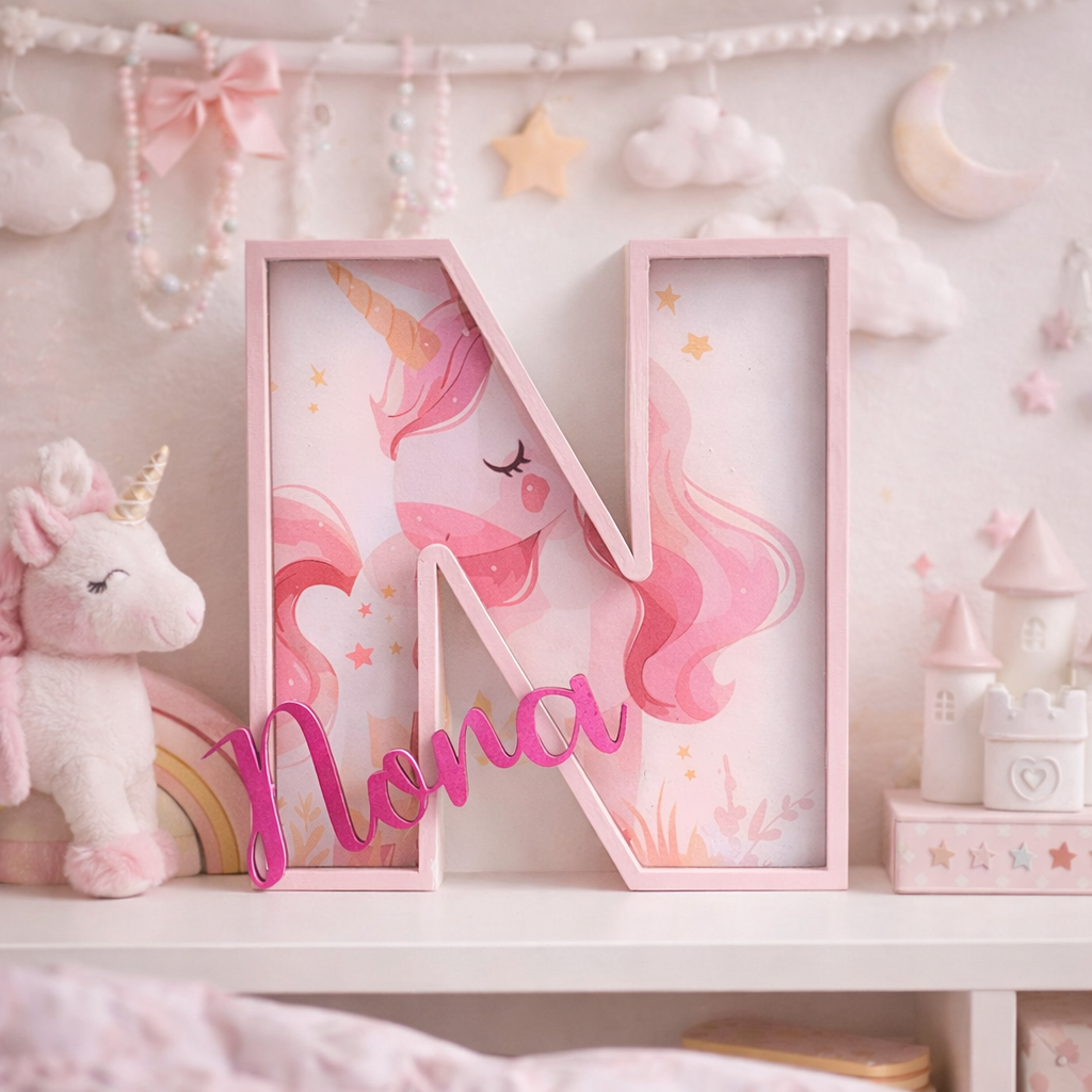 Gepersonaliseerde Houten 3D Letter Naam – Kinderkamer Decoratie 18 cm - Princes