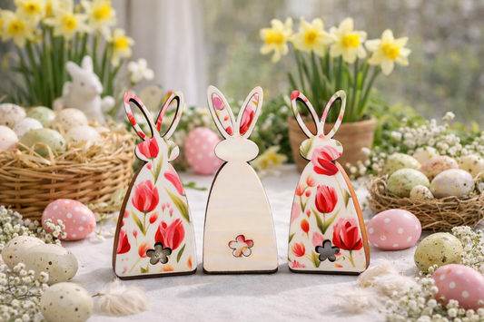 Vrolijk lente- en bloemen design paashaas