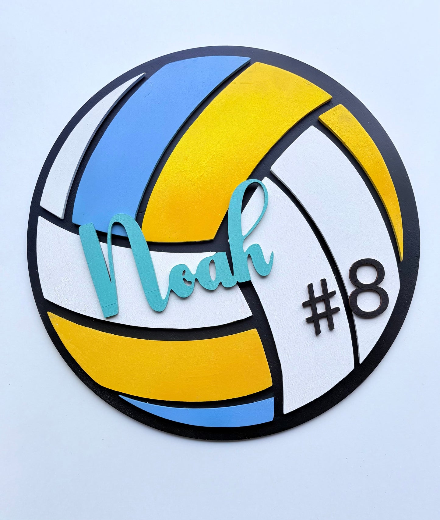 Gepersonaliseerd Volleybal Naambord – Kinderkamer Wanddecoratie met Naam en Nummer